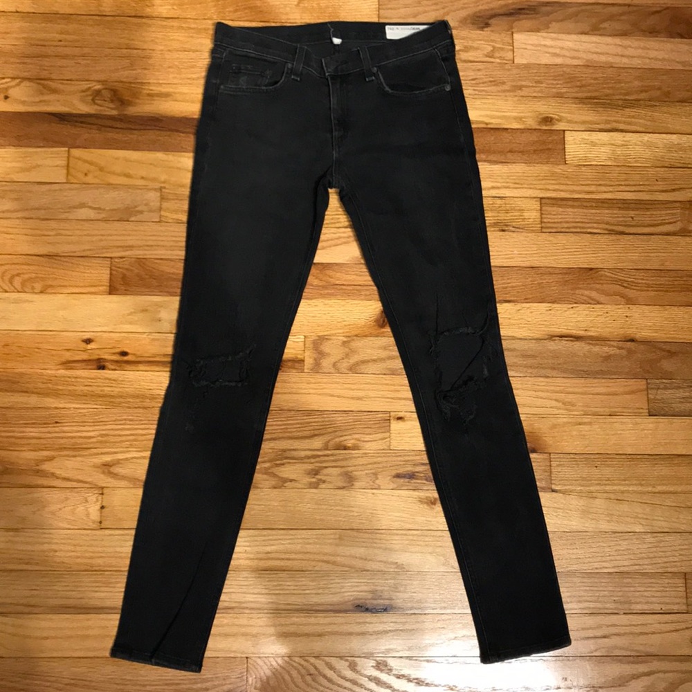 Rag & Bone Vintage y2k grunge raw High Rise Distress rip aged RockStar stone 27